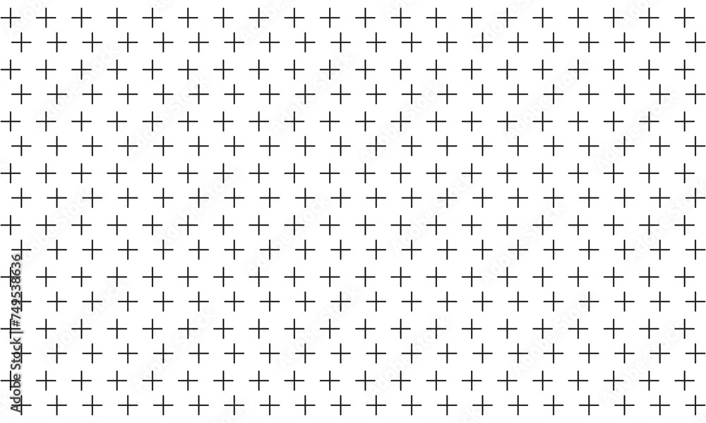 Poster crosses - pluses diagonally distributed simple minimalist decorative geometrical vector pattern. whi