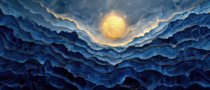 Ultrawide Blue Detailed Layered Art Landscape Background