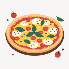 illustration of a pizza with salami