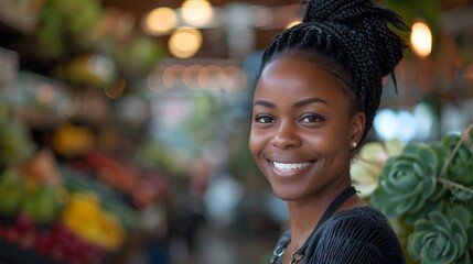 A black woman joyfully networking with a startup agro retail supplier. Concept Networking in Agro Retail, Black Woman Entrepreneur, Startup Collaboration, Joyful Connections, Business Diversity