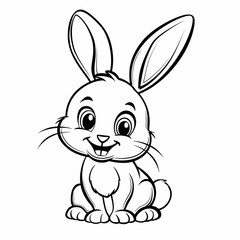 Cartoon Rabbit Sitting Down and Smiling