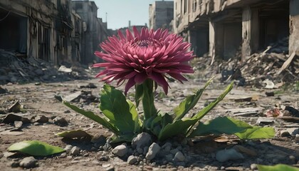 Post-apocalyptic wasteland, the most beautiful and perfect flower.