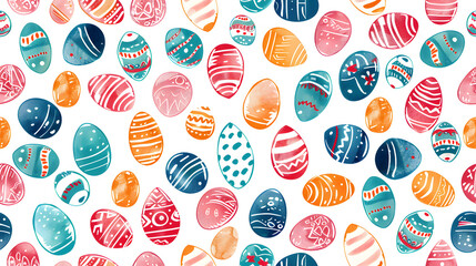 easter eggs on white background seamless repeating pattern tile