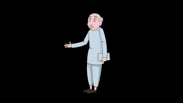 footage 2D An old man with a paper in his hand 