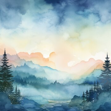 beautiful watercolor background for postcard with copy space