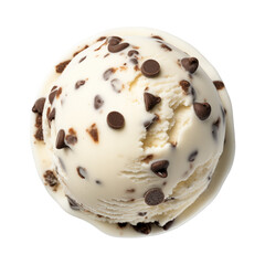 vanilla ice cream ball with chocolate chips isolated on transparent or white background, png