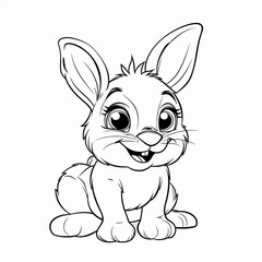 Cartoon Rabbit With Big Eyes Sitting Down