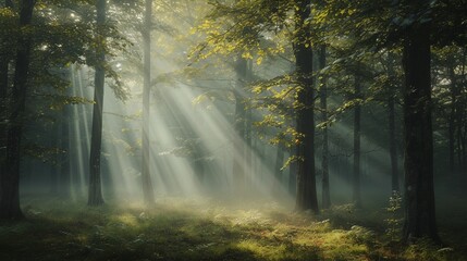 Sunlit Forest Bursting With Trees