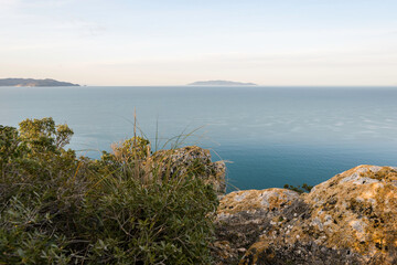 sunrise over the Tyrrhenian Sea from Talamone point of view, Tuscany Italy
