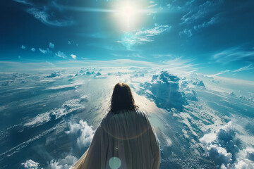 Jesus looking at the world. Generative AI - obrazy, fototapety, plakaty