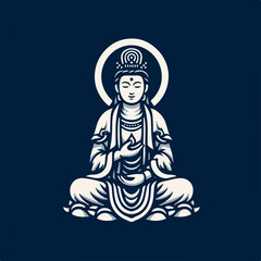Guanyin Chinese goddess of mercy. Graphic vector icon logo