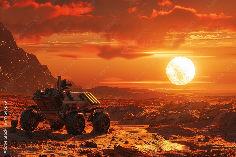 Poster mars rover. background with selective focus and copy space