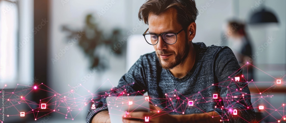 Aufkleber Technology, AI, smart robots to generate something or help solve work problems. Chat bots with AI.