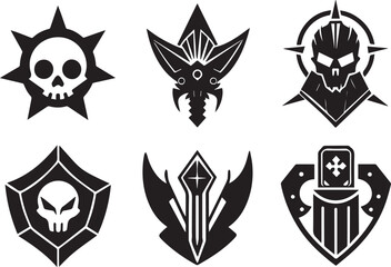 Obraz premium Greyscale cyberpunk video game symbol. Hand drawn vector illustration 