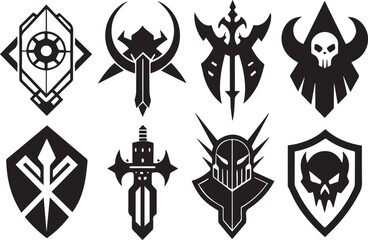 Greyscale cyberpunk video game symbol. Hand drawn vector illustration	