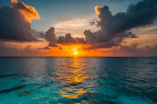 Colorful sunset over the ocean Generative AI image 
sunset, sea, sky, water, ocean, sun, sunrise, beach, nature, clouds, cloud
