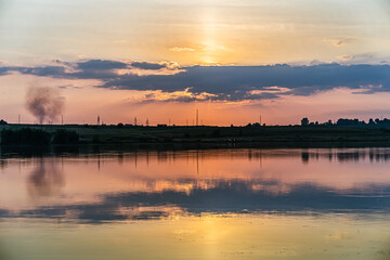 sunset over the river