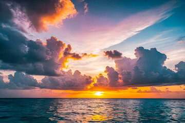 Colorful sunset over the ocean Generative AI image 
sunset, sea, sky, water, ocean, sun, sunrise,...