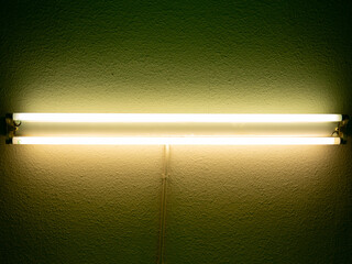 lumière néon sur un mur vert 