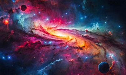 Colorful space galaxy in space realistic photography generative ai photo.
 - obrazy, fototapety, plakaty