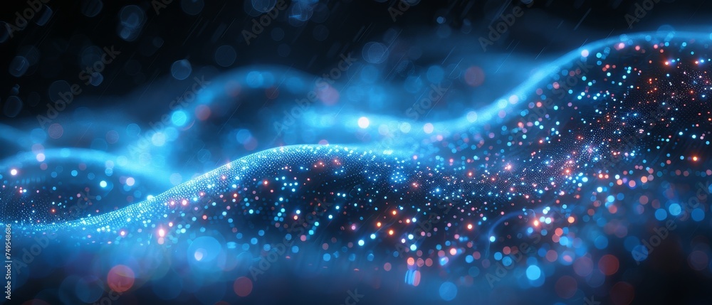 Aufkleber An abstract futuristic illustration with a low poly shape and lines connecting the dots on a dark background. 3D rendering. Big data visualisation.