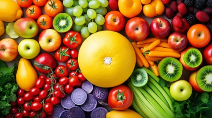 Foto op Plexiglas Healthy fresh rainbow colored fruits and vegetable © asmara