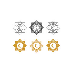 set of Islamic Stained Glass Pattern Mosaic symbol logo design