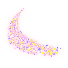Glittering circles' curve particle. 3d rendering.	