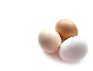 Three eggs isolted on white.