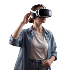 woman in a VR game a transparent background