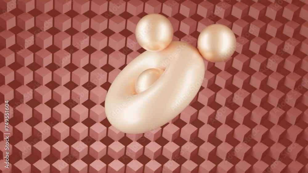 Poster dynamic geometric torus with rolling balls: abstract 3d animation