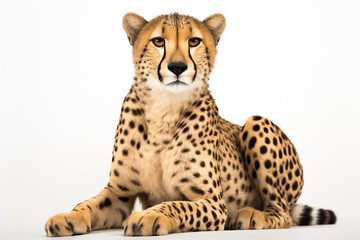 Cheetah over isolated white background. Animal