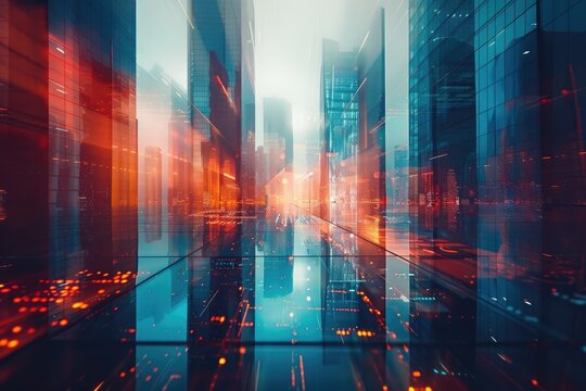 Editorial Photography style with a focus on abstract technology concepts, blending modern and future tech elements