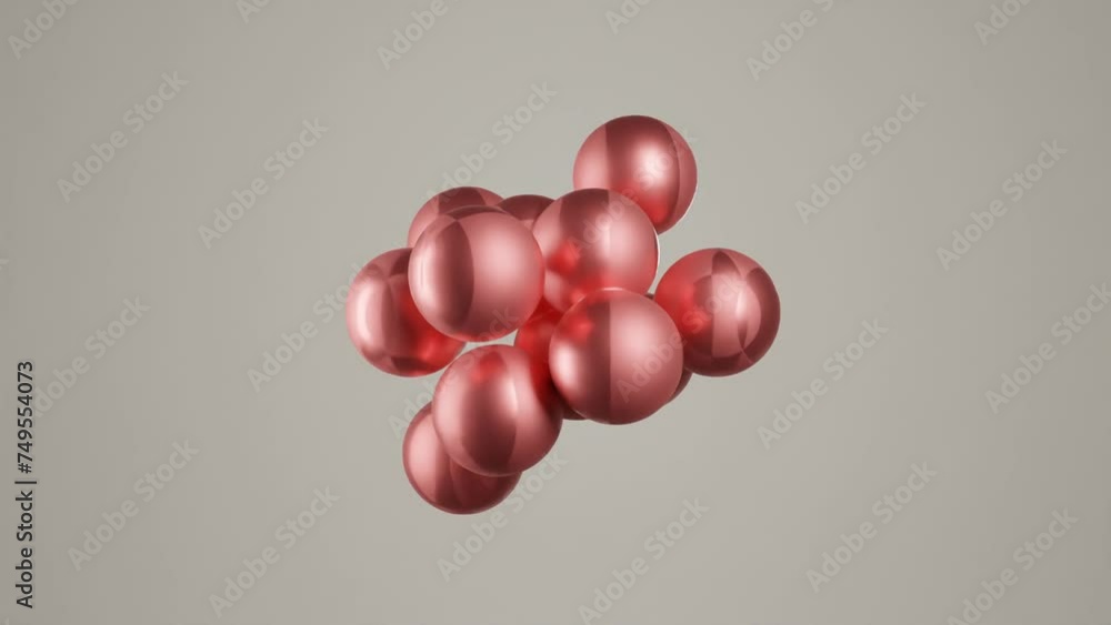 Poster dynamic geometric metaballs fusion: abstract 3d animation of moving and merging metaballs