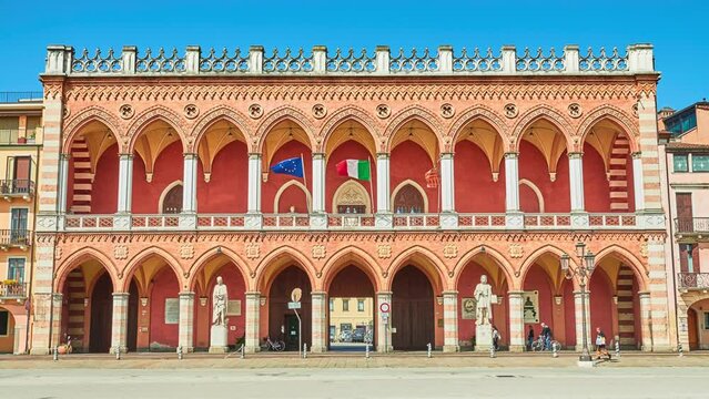 Loggia Amulea is neo-Gothic style building located in the Prato della Valle, the majestic piazza of Padua, Italy. Front of building is characterized by an elegant loggiay.