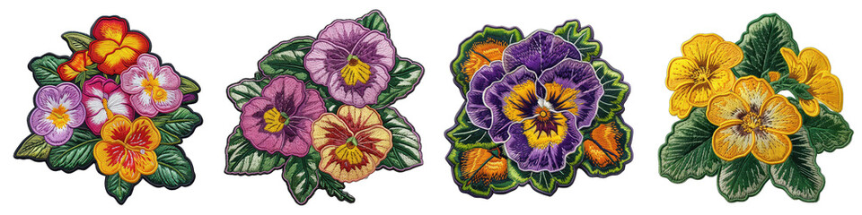 Primrose flower embroidered patch badge Hyperrealistic Highly Detailed Isolated On Transparent Background Png File