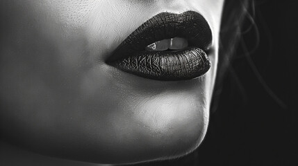 beautiful female lips with a glossy makeup and lipstick