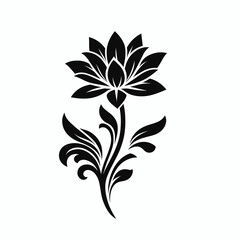 Beautiful black lotus flower on a white background, decorative design, Vector illustration, generative ai