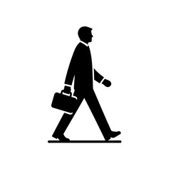Fototapeta premium Silhouette of businessman walking with a briefcase, businessman employee Vector illustration, generative ai