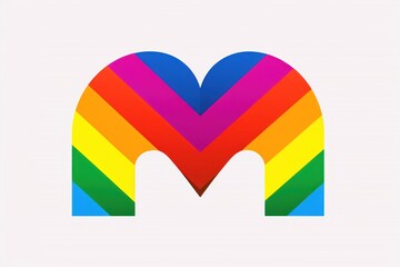 Letter M with LGBT flag colors. LGBT community symbol. 2d illustration. LGBT Concept with Copy Space. Pride Month Concept.