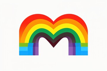 Letter M with rainbow colors on a white background. 2d illustration. LGBT Concept with Copy Space. Pride Month Concept.