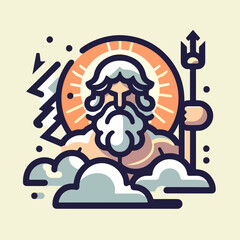 Zeus, the Father of Gods Olympus Greek vector illustration.