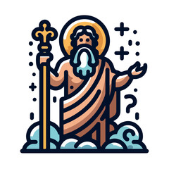Zeus, the Father of Gods Olympus Greek vector illustration.