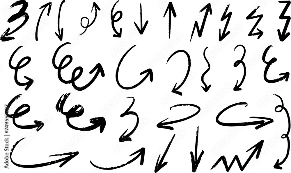 Aufkleber set of vector hand-drawn arrows. collection of hand drawn arrows on transparent background. arrow ma