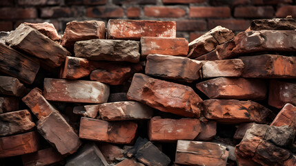 A Rustic Stack of Weathered Red Bricks: Testament to Time, Resilience and Beauty of Imperfection