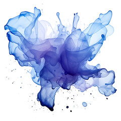 Fototapeta premium Blue ink stain on a transparent PNG background