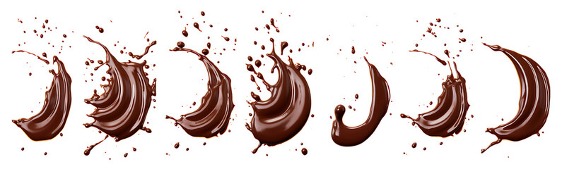 Set of chocolate splashes, cut out
