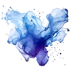Blue ink stain on a transparent PNG background