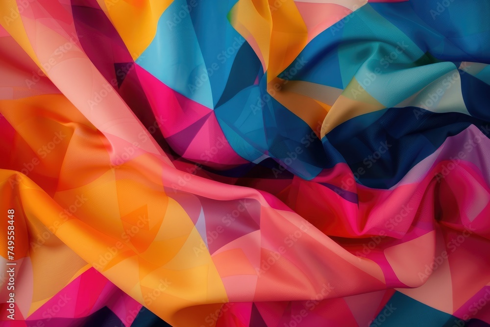 Poster colorful abstract fabric with dynamic design - vibrant colors and shapes create a dynamic abstract d