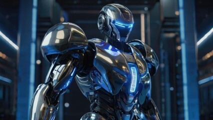 Neon Cyborg Marvel: Futuristic Robot Redefines Innovation